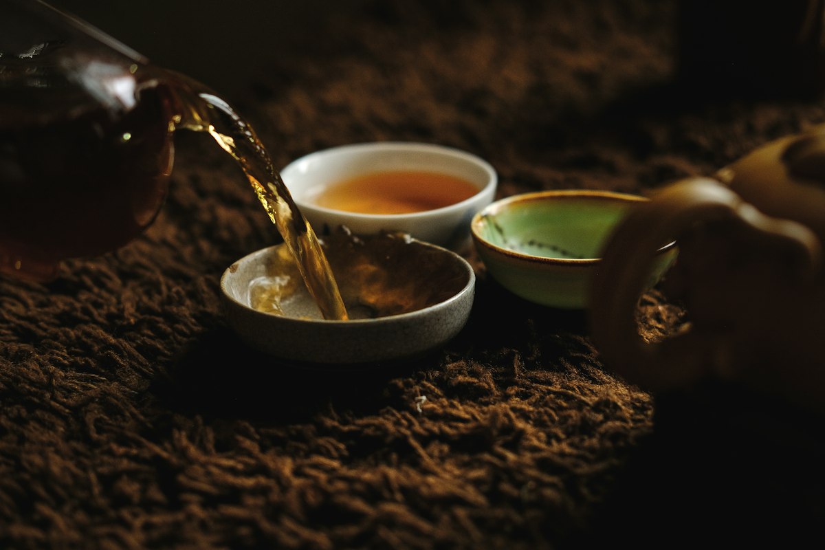 Delicate white tea buds and leaves